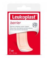 Confezione di Leukoplast Barrier Cerotti, 10 pezzi 72x22mm, ideali per la protezione di piccole ferite.