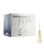 Aghi ipodermici sterili BD Microlance 30G 0,29×13 mm, vista frontale su fondo bianco