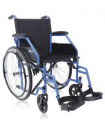 Carrozzina per disabili pieghevole in Acciaio verniciato Blu Seduta 43 cm