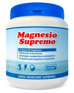 Magnesio Supremo 300g: integratore alimentare con magnesio citrato altamente solubile. Riduce stanchezza, supporta ossa, muscoli e sistema nervoso. Senza glutine e lattosio.