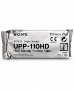 Carta per ecografo Sony UPP-110HD, rotolo originale in vista frontale su fondo bianco