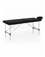 Lettino portatile in alluminio Morley Alu di Circeo Medical, vista frontale da aperto