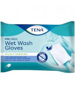Scopri i TENA ProSkin Wet Wash Gloves, pratiche manopole saponate per l'igiene quotidiana senza acqua e sapone