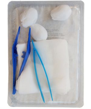 Kit di medicazione sterile con garze e pinze monouso