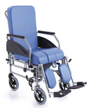Carrozzina Comoda con schienale reclinabile poggiapiedi e pedane estraibili seduta 43cm