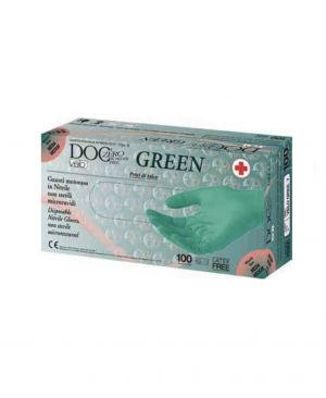 Guanti monouso in nitrile velo green senza polvere, conf x100