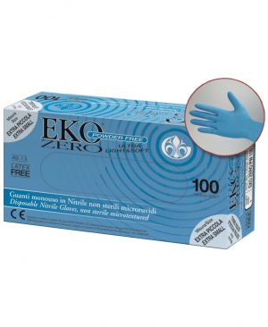 Guanti in nitrile senza polvere blu Eko Zero 100 pezzi 