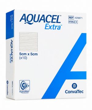Medicazione Aquacel Extra Hydrofiber Sterile 5x5 cm da 10 Pezzi