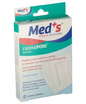 Medicazione autoadesiva con cerotto farmapore 5x7cm - 5 pezzi