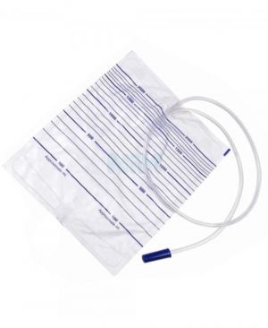 Sacca urina c/valvola antireflusso s/scarico 2L tubo 90 cm, conf 30 pz
