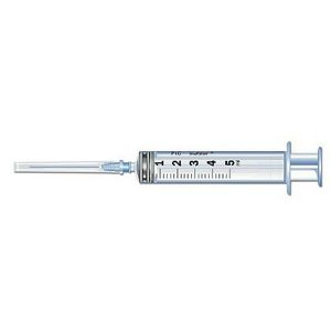 Siringhe 5ml con ago g22 0.70x30mm cono luer centrale, conf x100