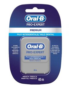 Filo Interdentale Oral-B Pro-Expert, ideale per la rimozione della placca e la protezione delle gengive. Formato da 50 metri, resistente e delicato.