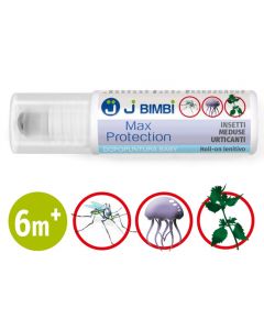 Roll-on lenitivo dopopuntura Max Protection Baby di JBIMBI®: sollievo immediato per la pelle dei bambini dopo punture di insetti e contatti urticanti.