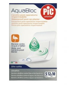 Cerotti Aquabloc sterili impermeabili contro acqua e batteri con tampone antibatterico, conf 5 pezzi-cm 12 x 10