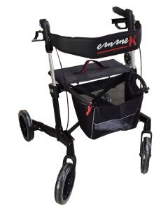 rollator pieghevole Emmek Spirit nero con seduta e borsa