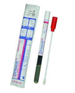 Tamponi sterili con terreno di trasporto Stuart in provetta Ø12x155mm, ideali per il prelievo e la conservazione temporanea di campioni biologici.